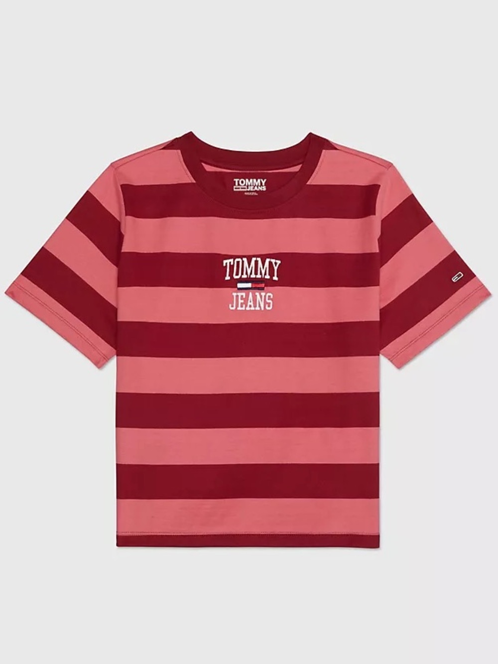 Tommy Hilfiger Tommy Jeans Collegiate T-Shirt Red & Pink Striped Tee
